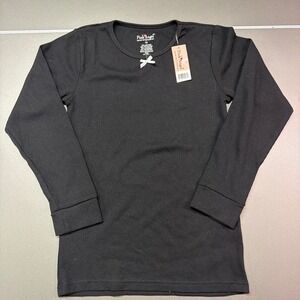 Pink Angel Girls Black Ribbed Long Sleeve Top‎ Bow Accent Size 14 NWT